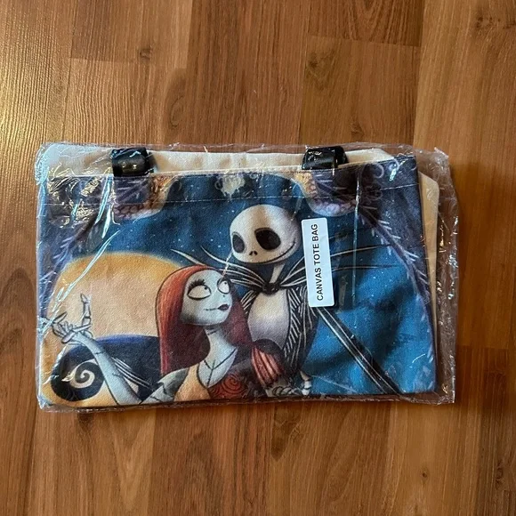 🆕 NWT Nightmare Before Christmas, Jack and Sally canvas tote Halloween 🎃 - Picture 7 of 7